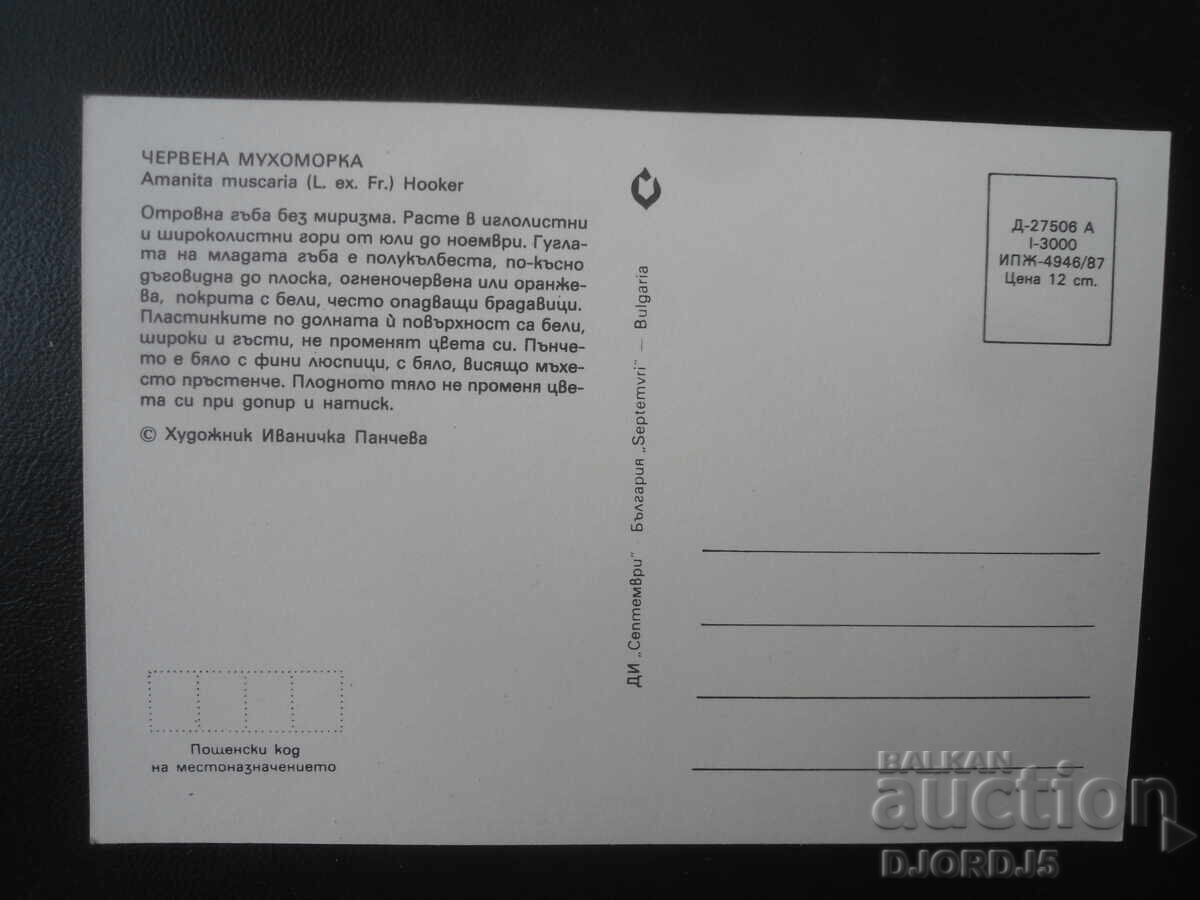 Κόκκινος μύκητας (μανιτάρι), Παλιά κάρτα με τιμή € 0.50 | 0.98 BGN Κόκκινος μύκητας (μανιτάρι), Παλιά κάρτα με τιμή € 0.50 | 0.98 BGN