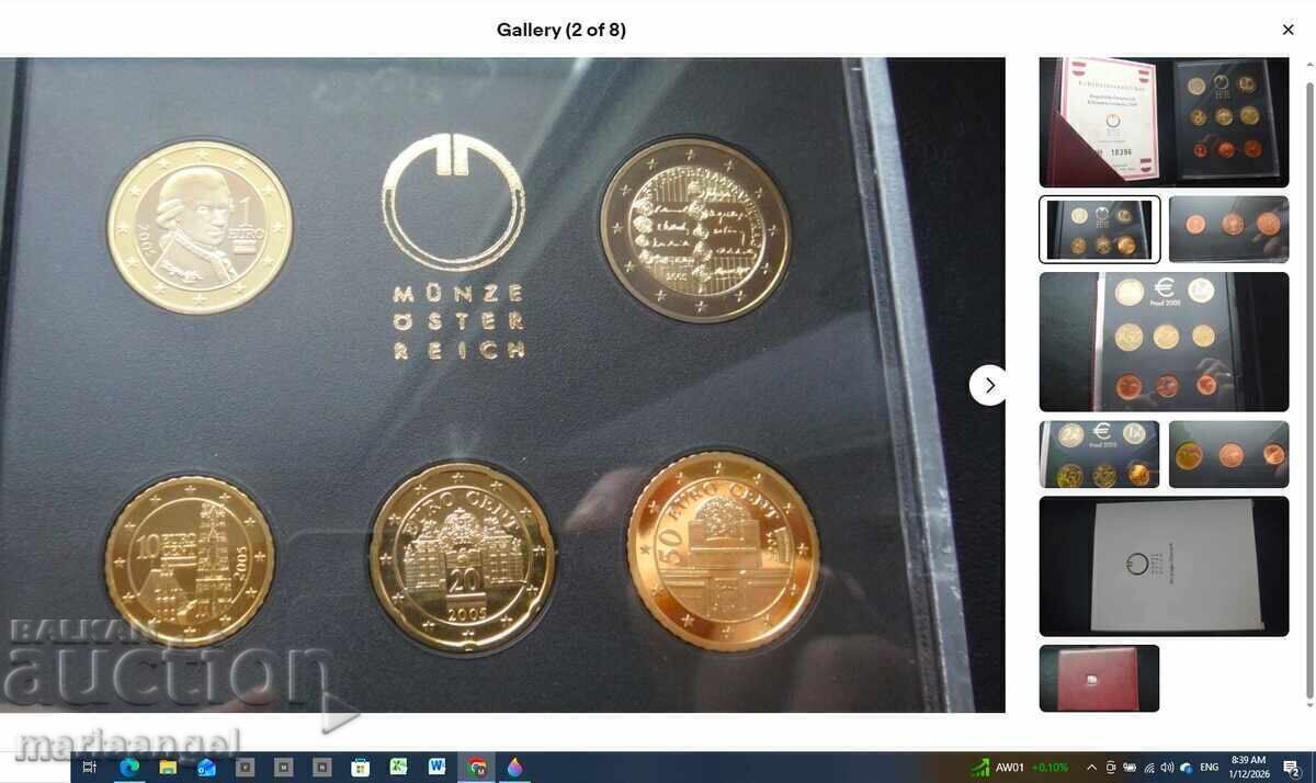 Livrarea Set 2 Euro - 1 Cent Austria 2006 PROOF certificat hârtie box