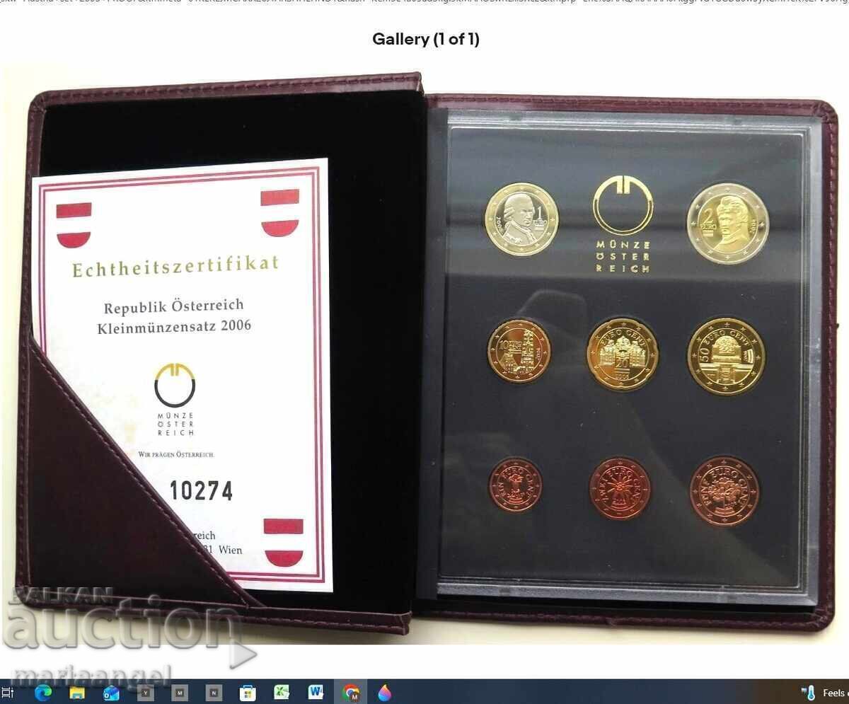 Σετ 2 Ευρώ - 1 Σεντ Αυστρία 2006 PROOF πιστοποιητικό βιβλίο κουτί