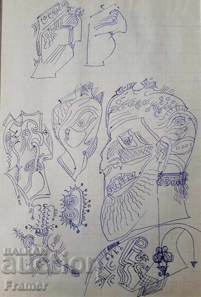 Delivery of Dimitar Kazakov NERON From Diaries 3- 1985 DOUBLE-SIDED drawing