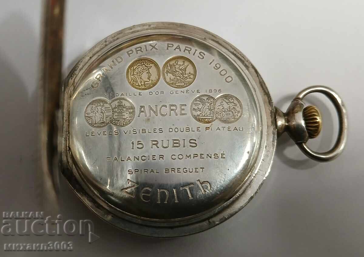 СРЕБЪРЕН ЗЕНИТ/ZENITH ШВЕЙЦАРСКИ ДЖОБЕН ЧАСОВНИК - 5