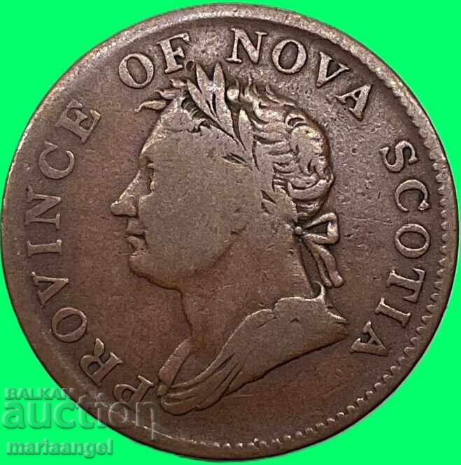 1/2 пени 1832 Великобритания 7,84г Нова Скотия токен бронз - 7