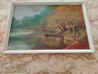 River autumn landscape, painted with oil paints 1984