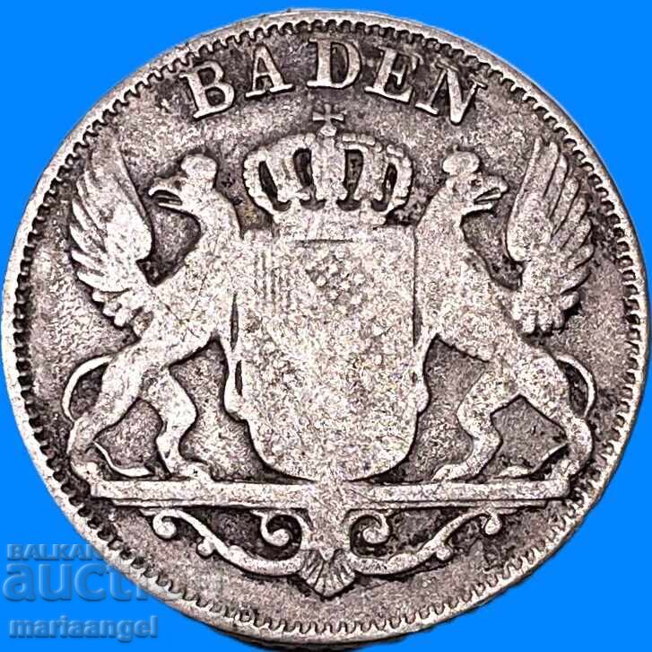 6 kreuzer 1841 Germania Baden argint - 7