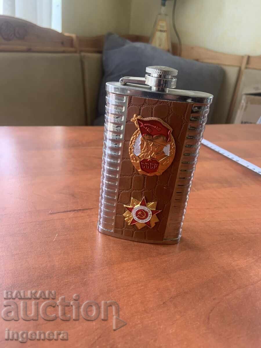 PLOSCĂ FLACON METAL PIELE APLICAȚII 6 OZ NOU URSS