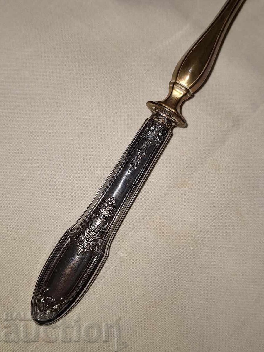 Auction  Antique ladle with silver handle and gilding in a box