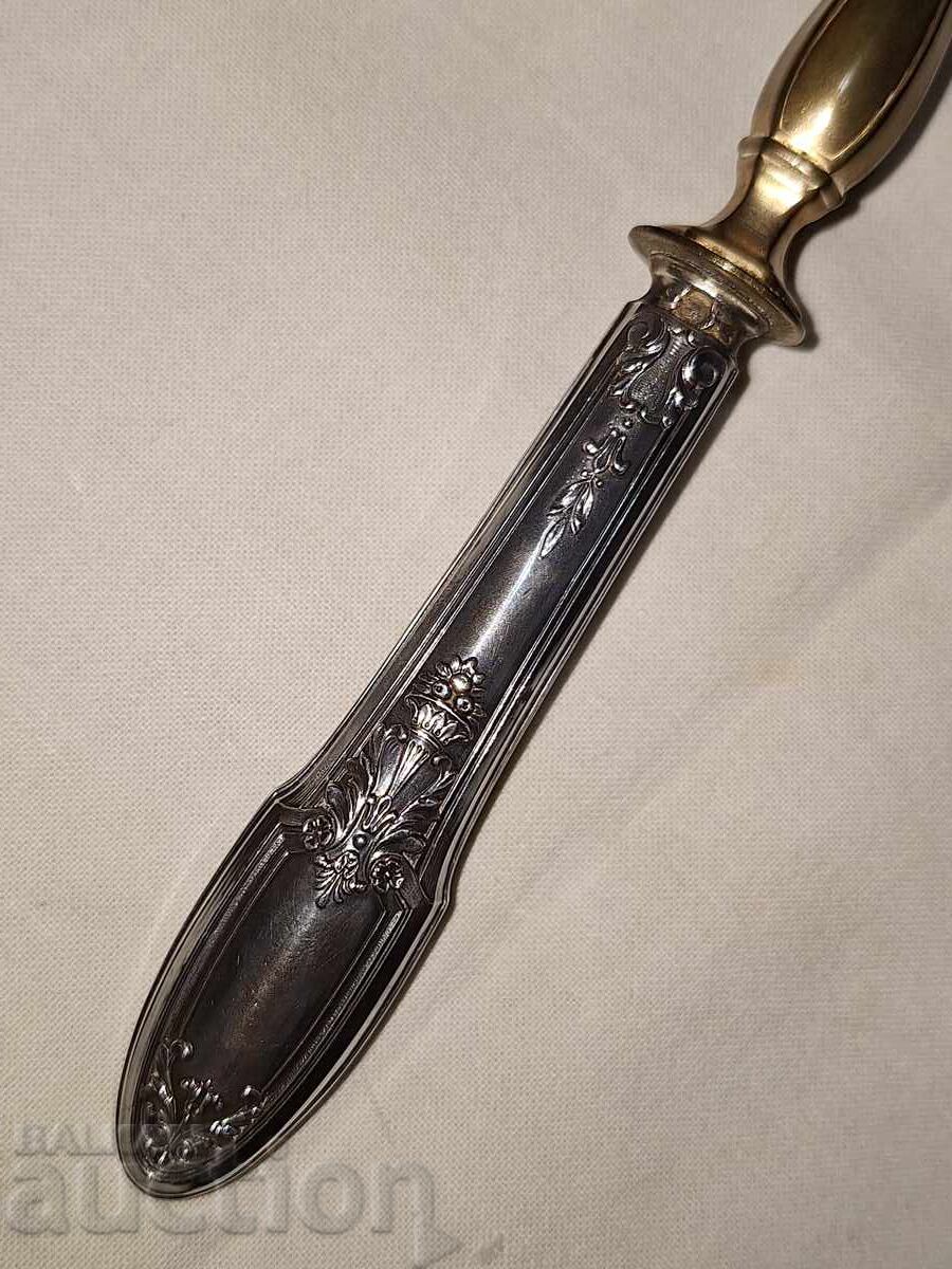 Antique ladle with silver handle and gilding in a box - 5