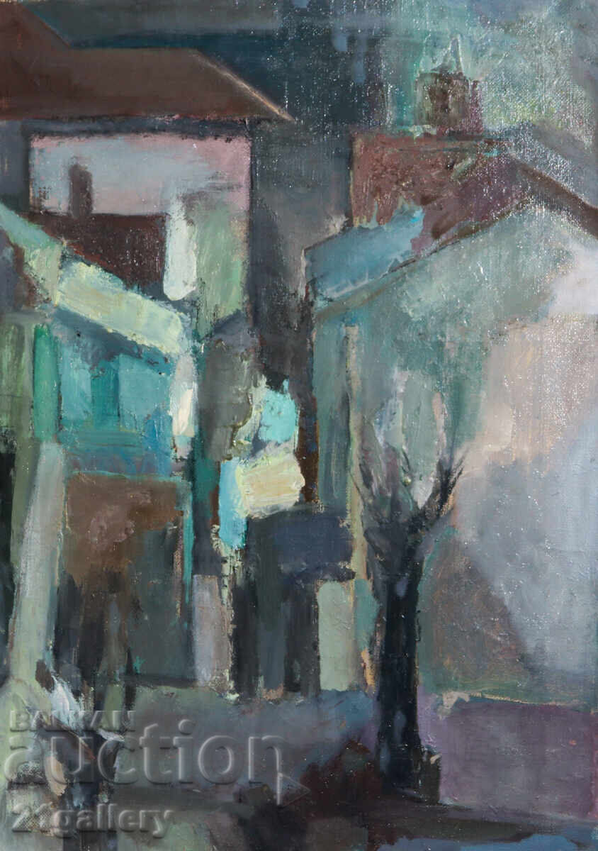 Old oil painting, city landscape Old oil painting, city landscape