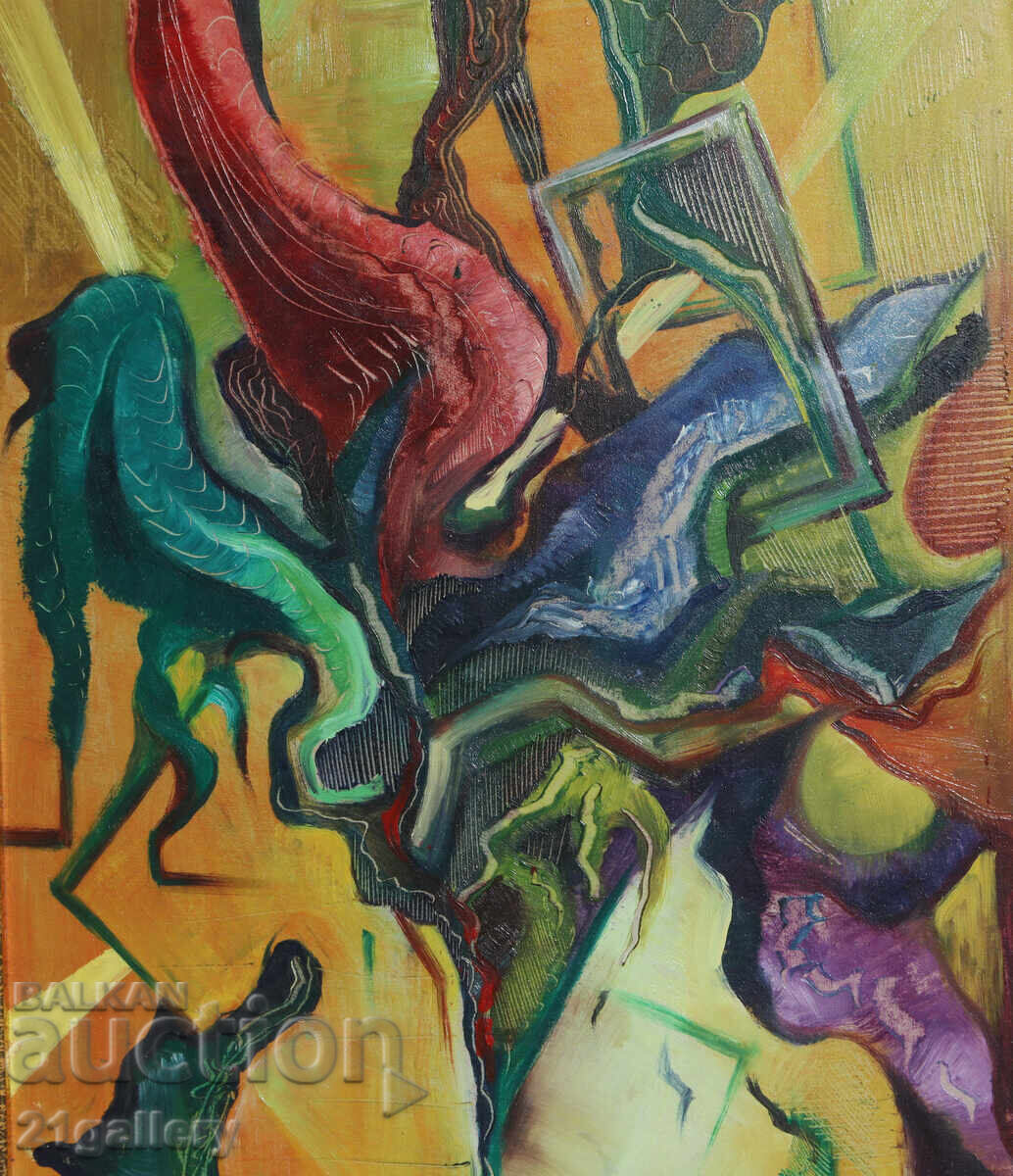 Tablou ulei, compoziție abstractă - 5