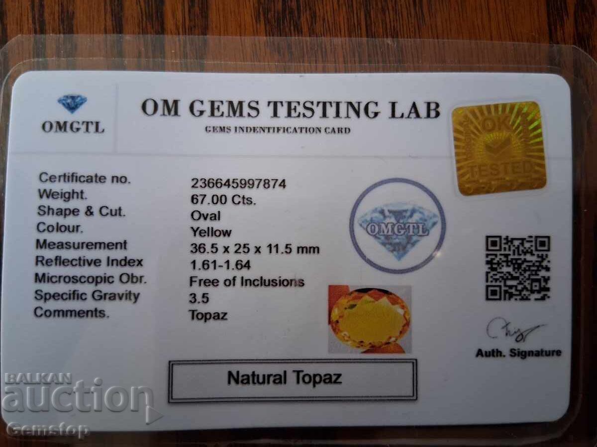 BZ67.00 ct topaz imperial natural cert.OMGTL de la 1c! - 7