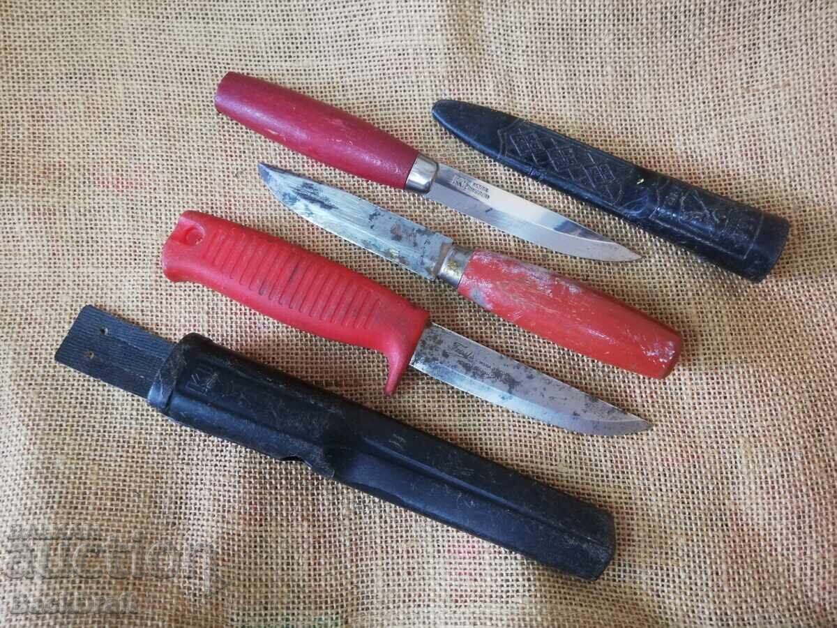 Lot 3 bucăți Cuțite vechi, Cuțit MORA, MORA, Made in Sweden, teacă
