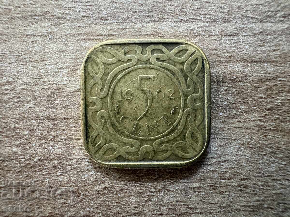 Surinam - 5 cenți (1962) Surinam - 5 cenți (1962)