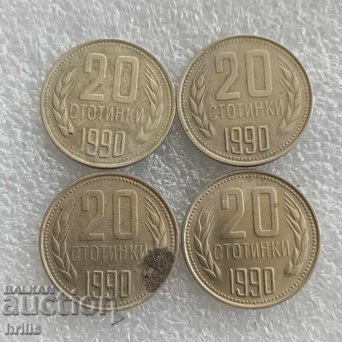 20 STOTINKI 1990 - 4 BUCĂȚI cu preț € 1.30 | 2.54 BGN 20 STOTINKI 1990 - 4 BUCĂȚI cu preț € 1.30 | 2.54 BGN
