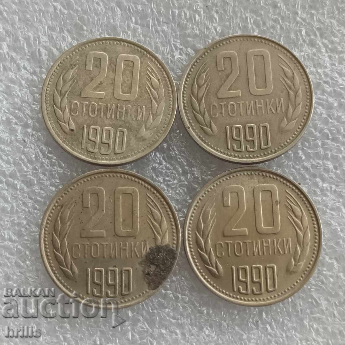 20 STOTINKI 1990 - 4 BUCĂȚI 20 STOTINKI 1990 - 4 BUCĂȚI