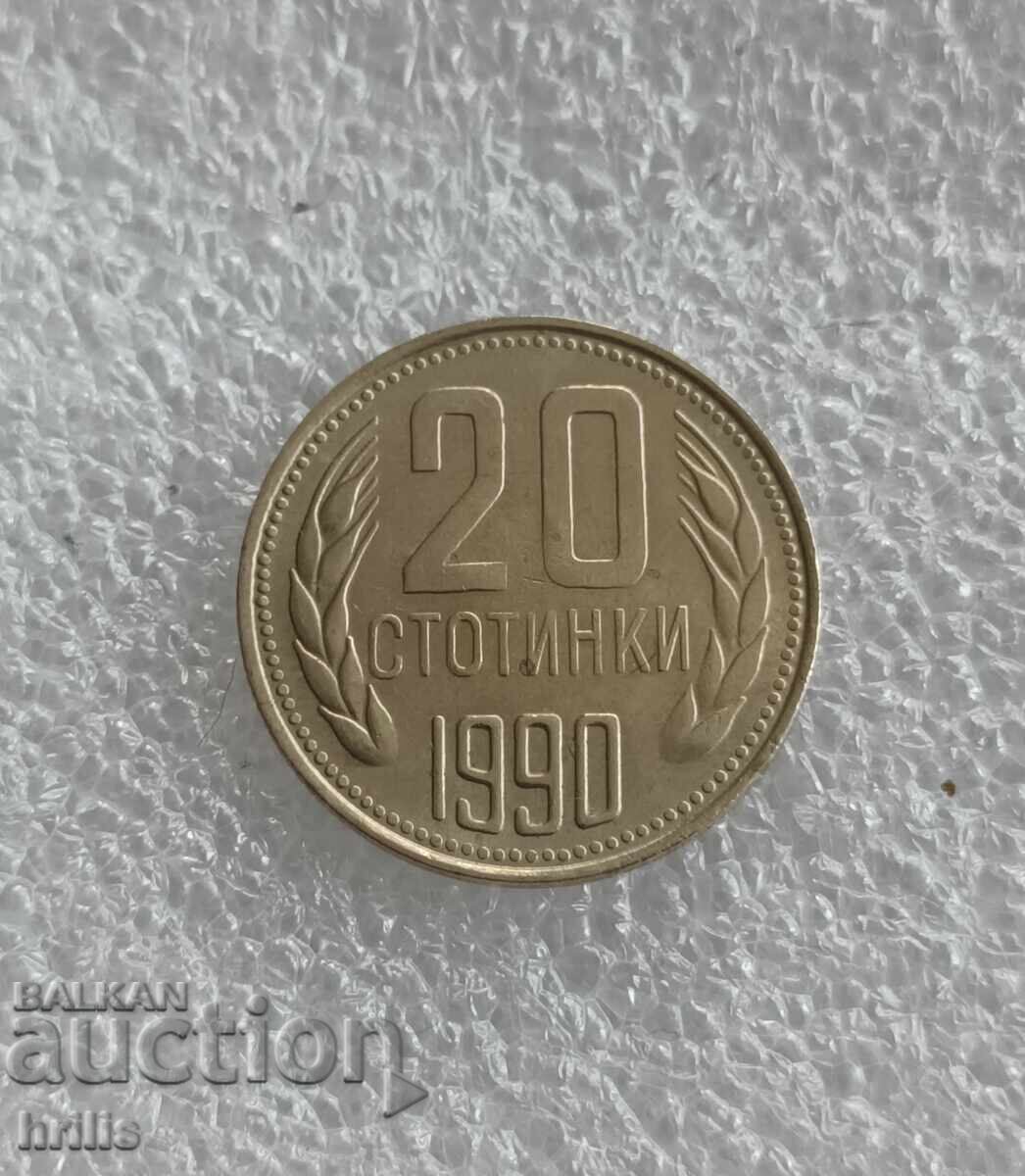 20 STOTINKI 1990 - EXCELENTĂ cu preț € 1.20 | 2.35 BGN