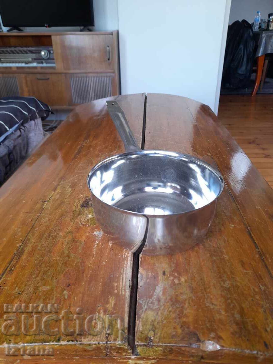Vintage Russian stainless steel casserole, frying pan with price € 32.00 | 62.59 BGN Vintage Russian stainless steel casserole, frying pan with price € 32.00 | 62.59 BGN