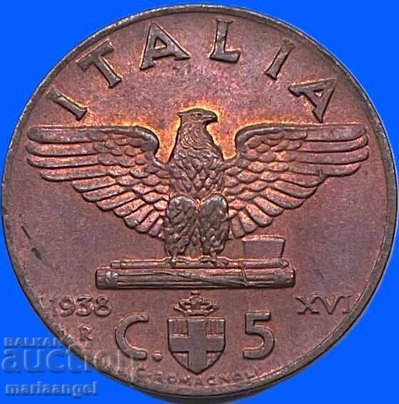 1938 5 centesimi Italia Vultur bronz - 7