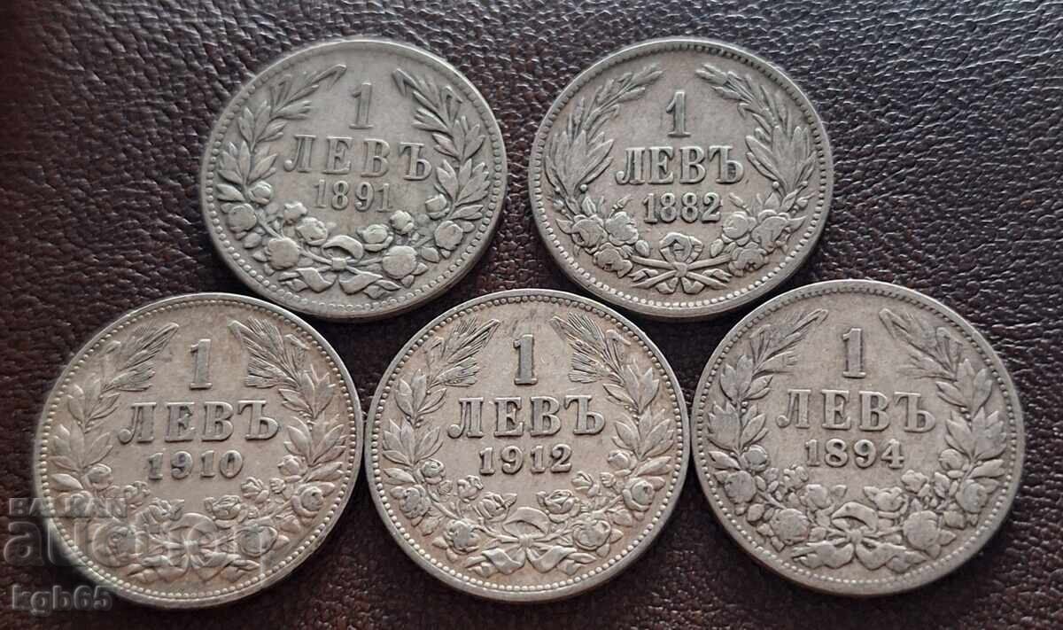 1 leu 1882, 1891, 1894, 1910, 1912 de la 1 cent B.Z.C