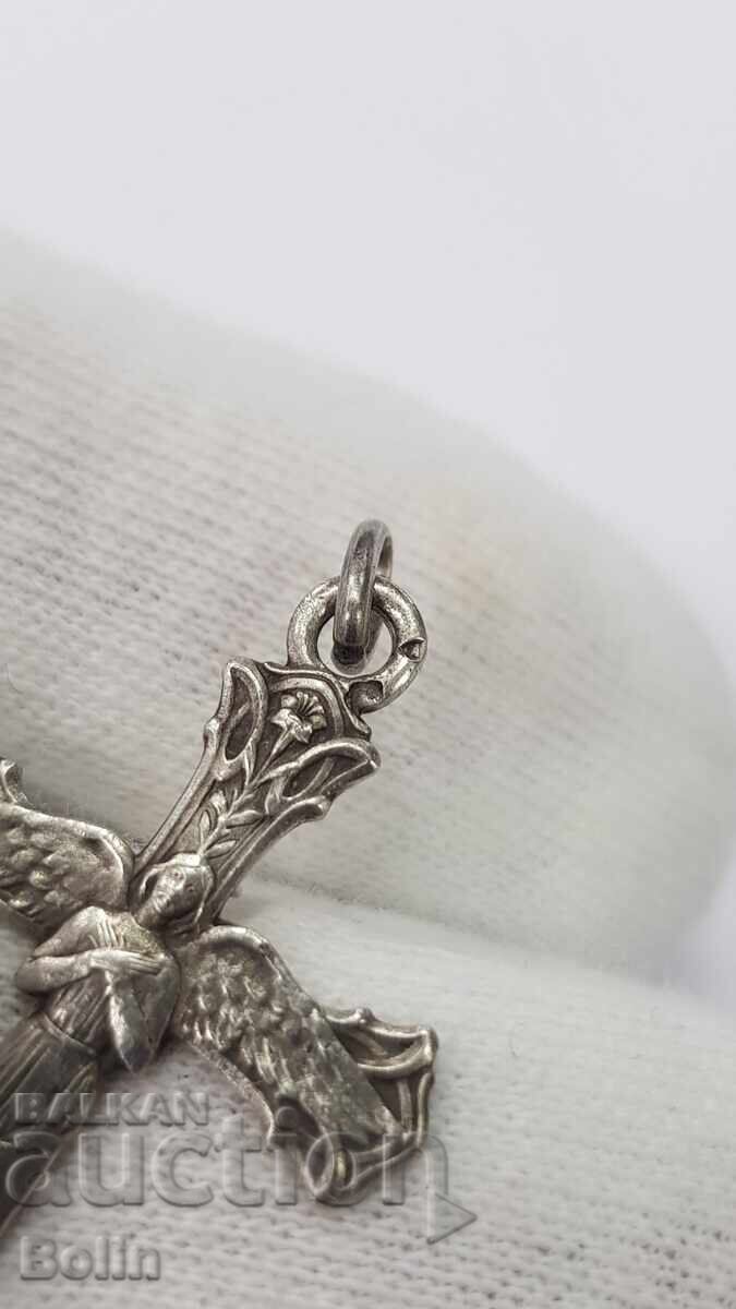 Auction  Unique silver cross with "Angel" - 1880 - 1900 - Europe
