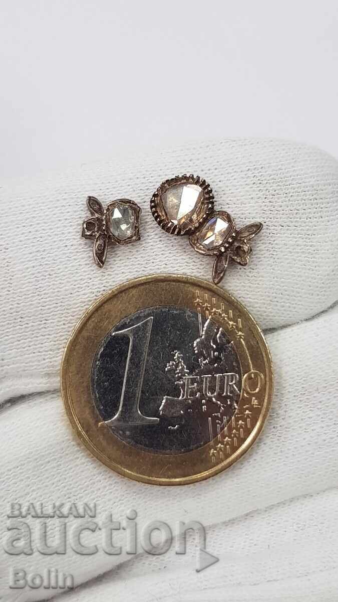 Δημοπρασία Τμήματα από σπασμένο παλιό κόσμημα με διαμάντια - τριαντάφυλλο - 19ος αιώνας