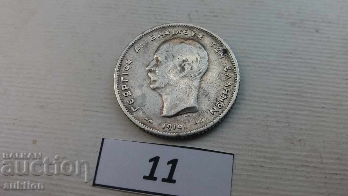 1 DRAHMĂ 1910 ARGINT - ORIGINAL - 5