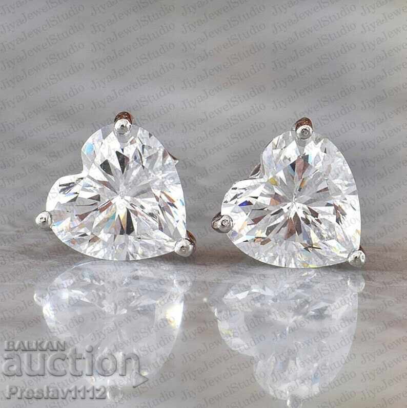 Обици  с Мойсанит Сърце 0.6ct