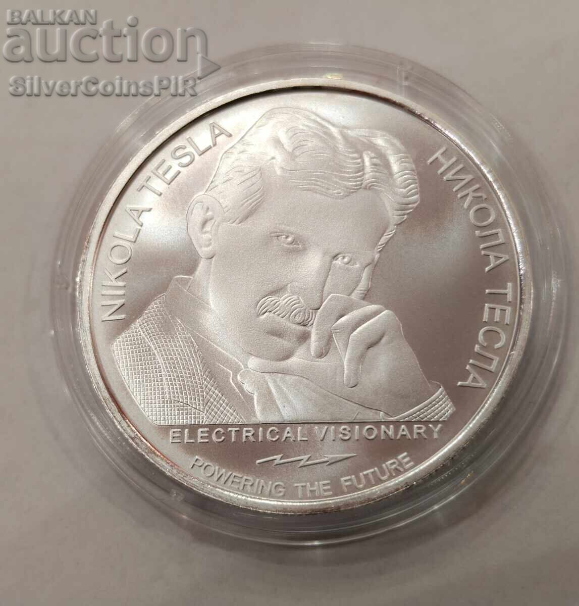 Argint 1 oz Nikola Tesla 2023 Serbia 100 Dinari cu preț € 84.89 | 166.03 BGN