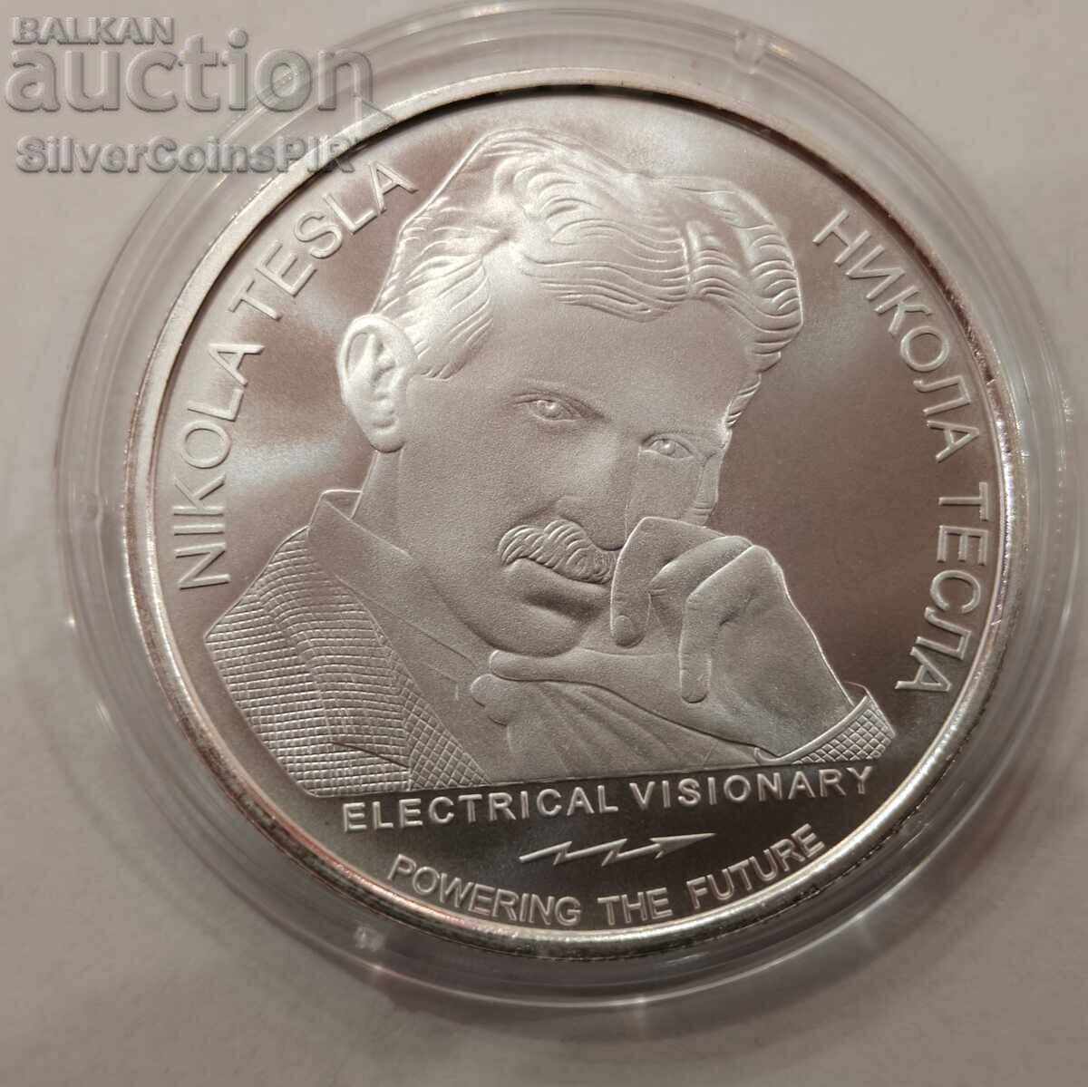 Argint 1 oz Nikola Tesla 2023 Serbia 100 Dinari