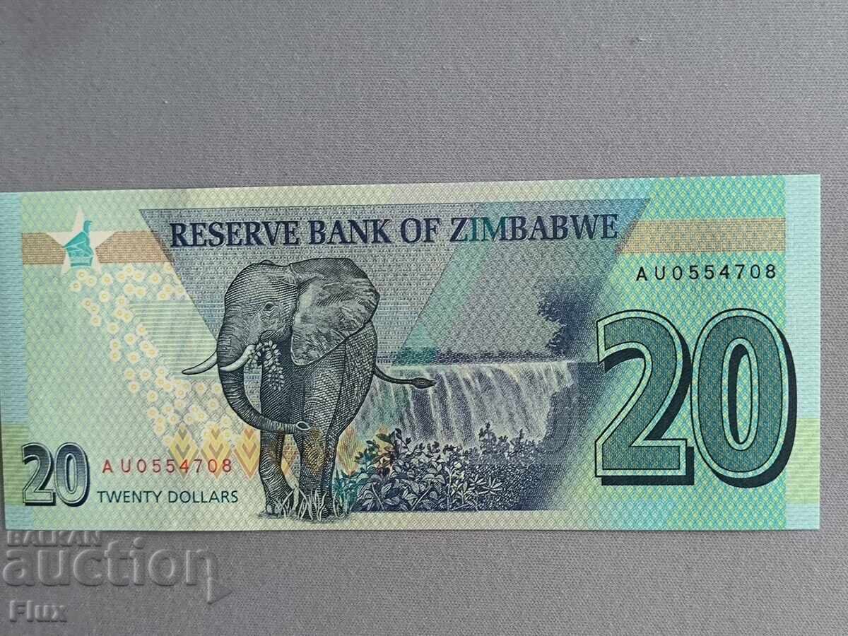Bancnotă - Zimbabwe - 20 de dolari UNC | 2020 cu preț € 3.45 | 6.75 BGN