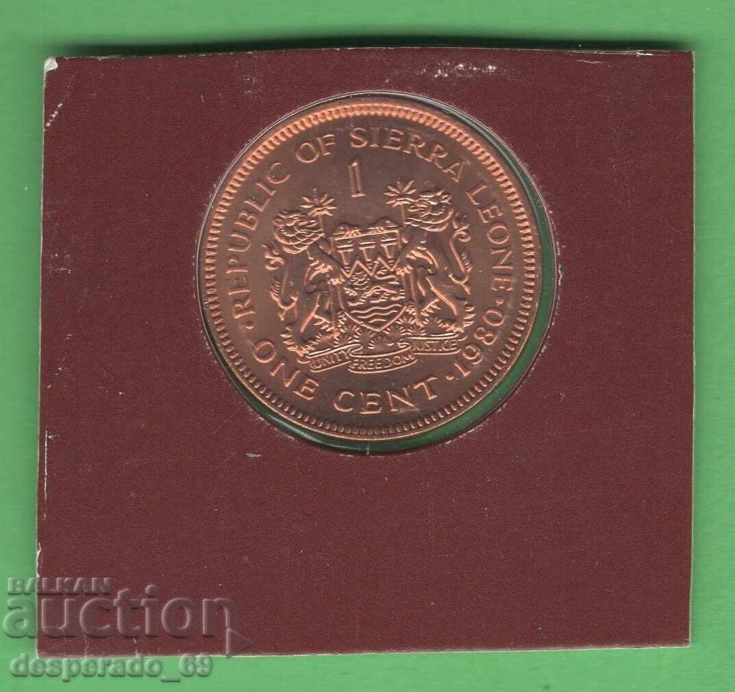 (¯`'•.¸ 1 cent 1980 SIERRA LEONE UNC ¸.•'´¯)