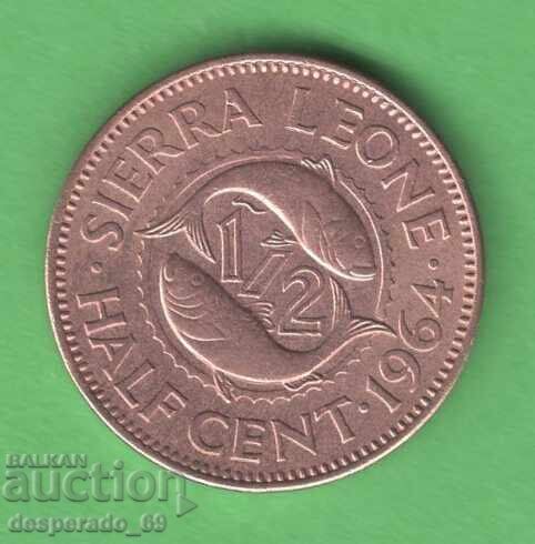 (¯`'•.¸ 1/2 σεντ 1964 ΣΙΕΡΑ ΛΕΟΝΕ UNC ¸.•'´¯)