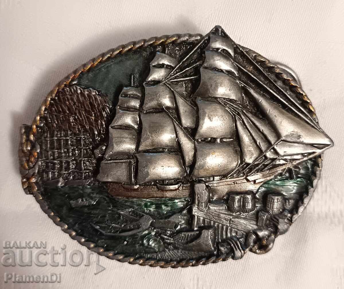 Vintage αμερικανική αγκράφα ζώνης Bergamot Brass Works
