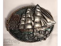 Vintage American Bergamot Brass Works belt buckle