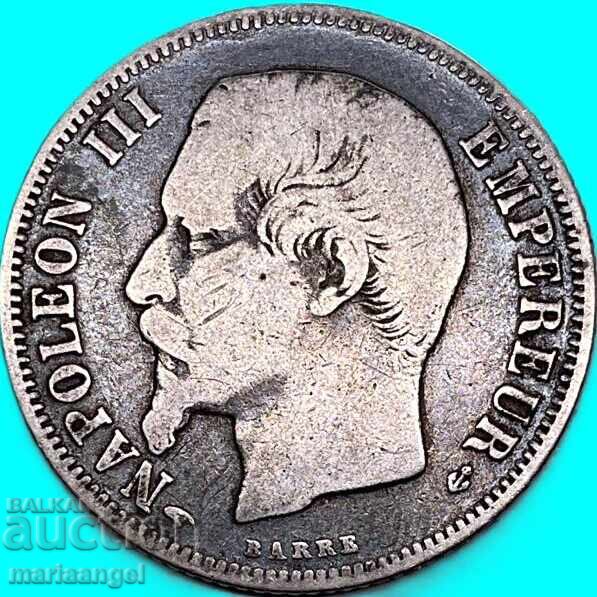 Franța 1858 1 franc Napoleon III argint - rară și scumpă cu preț € 29.01 | 56.74 BGN
