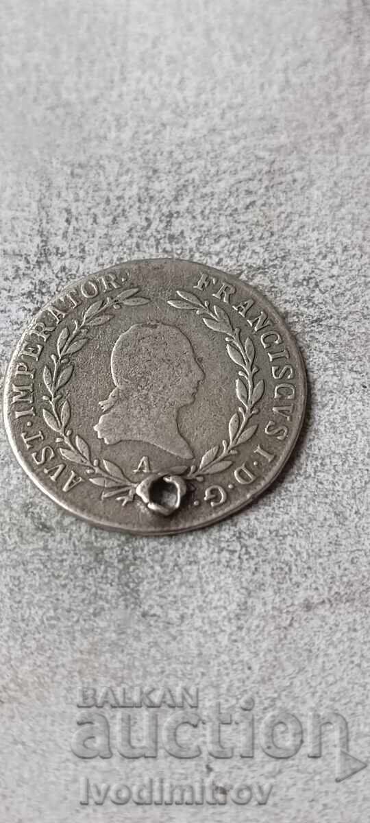 Austrian Empire 20 Kreuzer 1808 A with price € 7.64 | 14.94 BGN