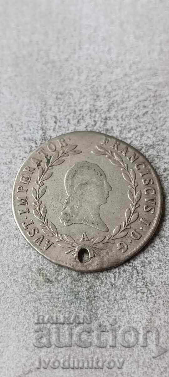 Imperiul Austriac 20 kreuzer 1821 A cu preț € 16.48 | 32.23 BGN Imperiul Austriac 20 kreuzer 1821 A cu preț € 16.48 | 32.23 BGN