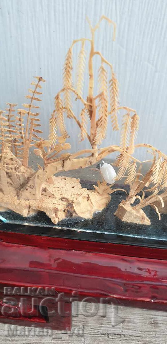 Chinese hand-carved cork pastoral diorama - 5