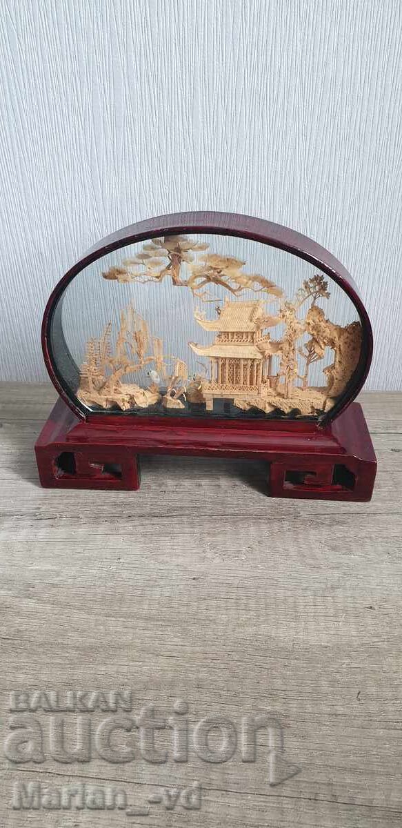 Chinese hand-carved cork pastoral diorama - 6