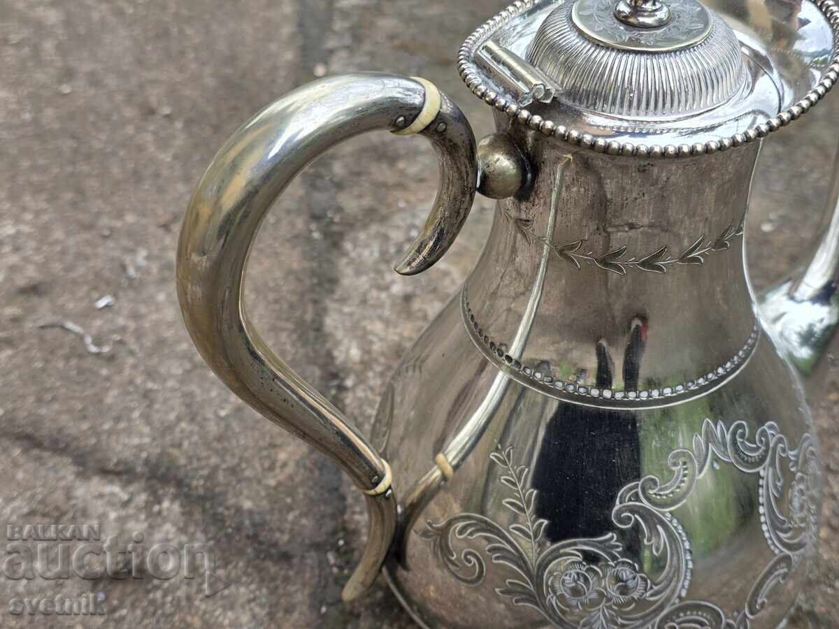 Παλιά Αγγλική Επάργυρη Τσαγιέρα Κανάτα - 6