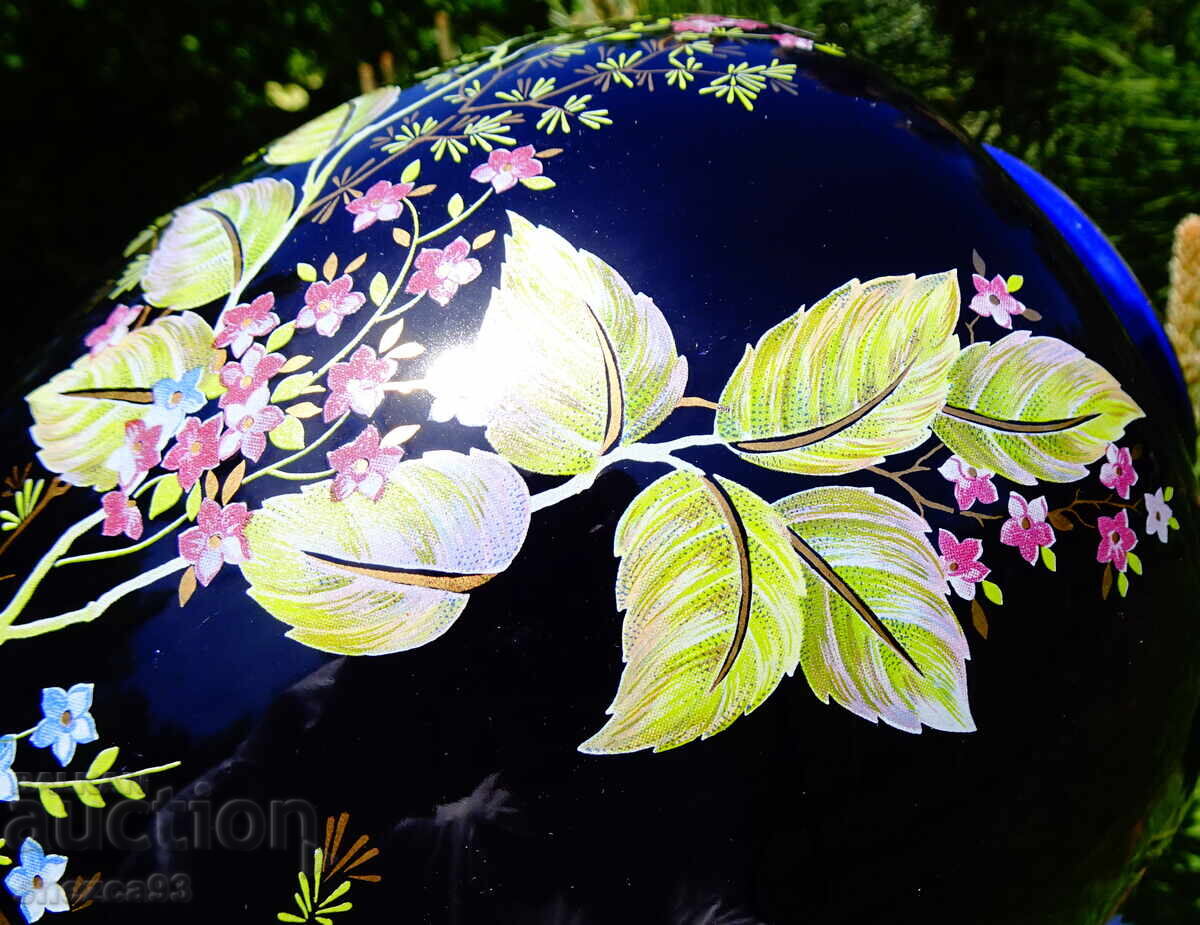 Japanese porcelain vase, urn, gold, cobalt, flowers - 5