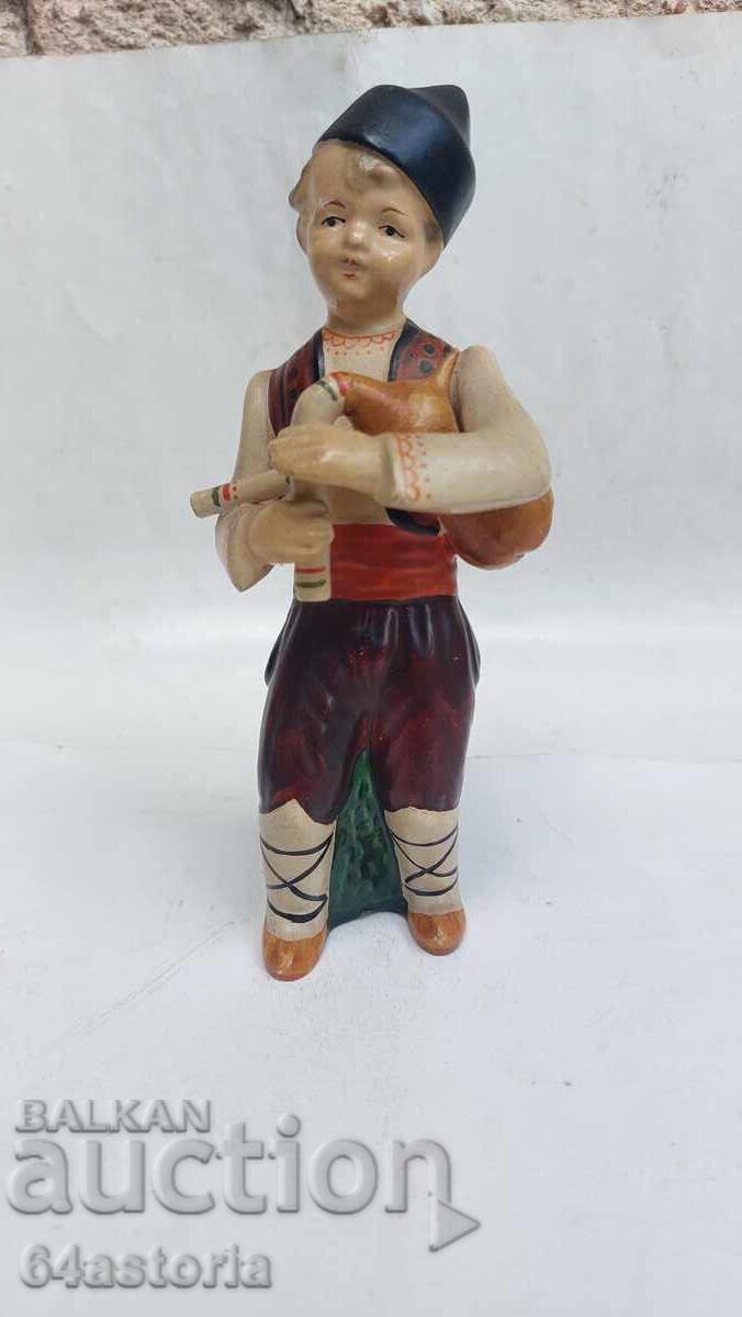 Ceramic figurine, bagpiper, folk costume, figure, Bulgarian Ceramic figurine, bagpiper, folk costume, figure, Bulgarian