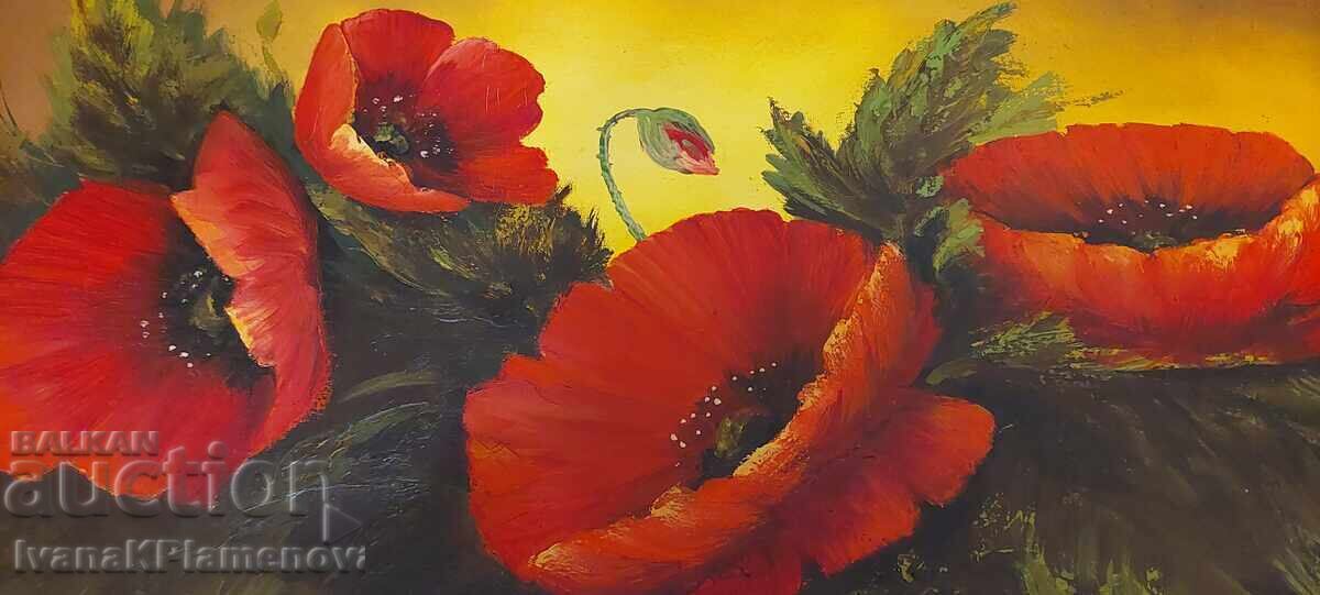 Delivery of Canvas painting oil paints wooden frame 93cm 52cm