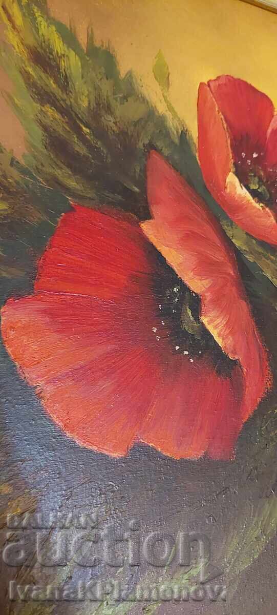 Canvas painting oil paints wooden frame 93cm 52cm - 6