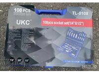 Set chei tubulare 108 piese UKC, trusă de scule cu clichet