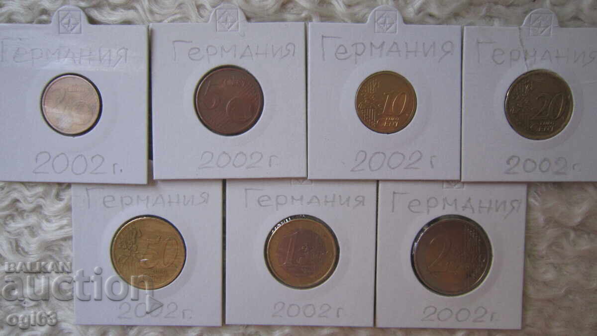 Παρτίδα νομισμάτων των 2, 5, 10, 20, 50 λεπτών, 1 και 2 ευρώ 2002 Γερμανία
