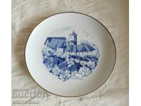 Burg Scharfenstein wall plate cobalt blue porcelain