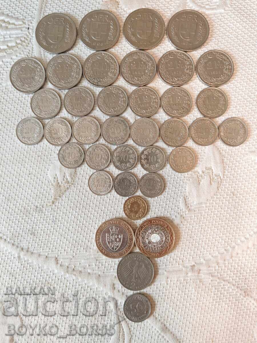 Lot monede Elveția și Marea Britanie din colecție Lot monede Elveția și Marea Britanie din colecție