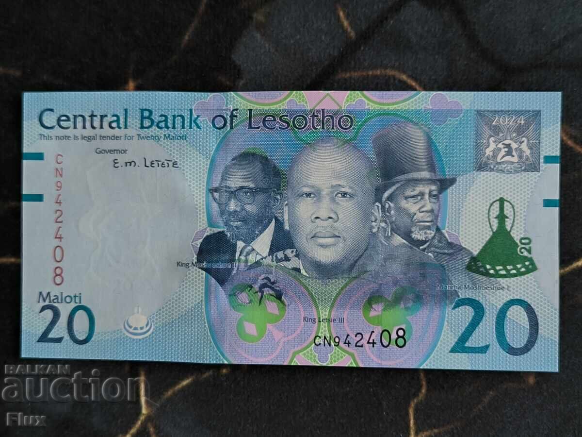 Bancnotă - Lesotho - 20 Maloti UNC | 2024