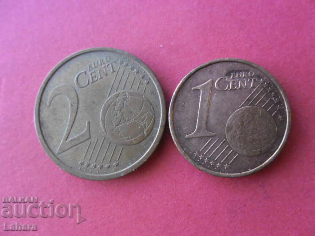 1, 2 λεπτά του ευρώ 2002 Γερμανία
