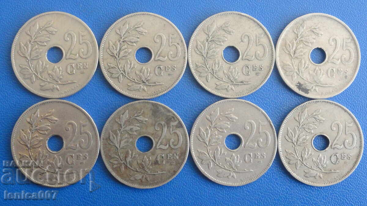 Belgia 1913-29 - 25 centime (8 bucăți) - 6 Belgia 1913-29 - 25 centime (8 bucăți) - 6